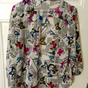 Beautiful multicolor butterfly rap blouse NWOT